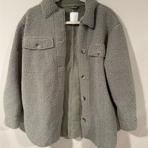 Green Sherpa shacket